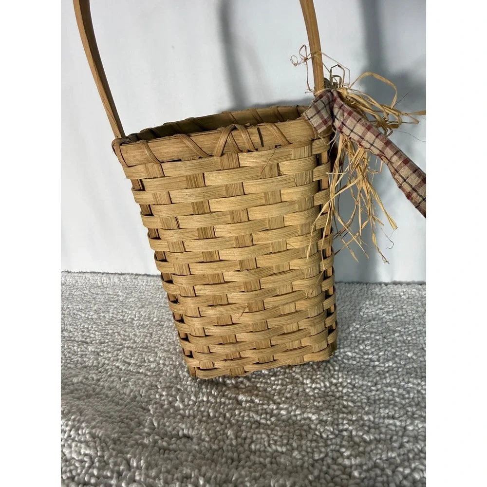 Rustic Woven Wall Basket Birdhouse Sunflower Decor‎ Farmhouse Primitive Handle